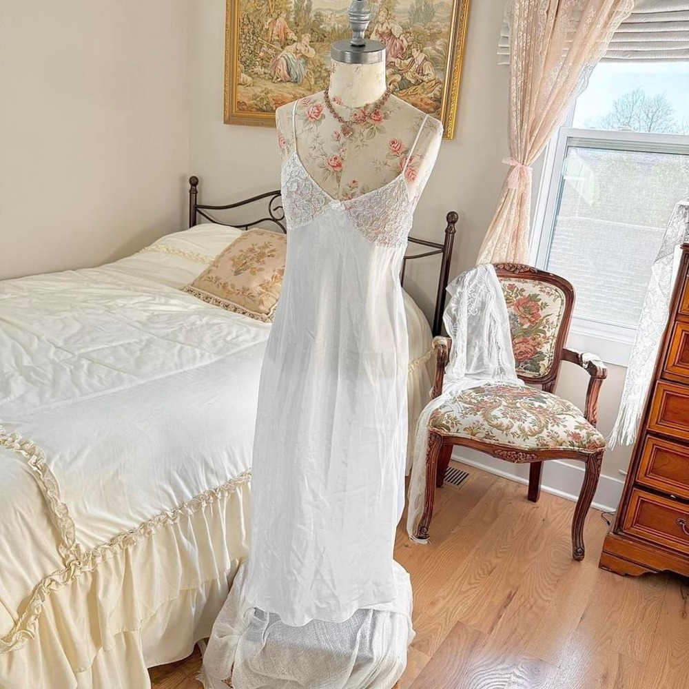 90s val‎ mode white lace slip dress size small - Picture 2 of 6